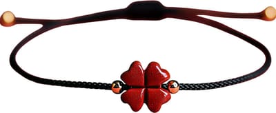 Geluks Armband met Klaver – Handgemaakt Zwart Koord – Verstelbare Geluks Bangle voor Vrouwen en Mannen – Symbool van Geluk en Bescherming