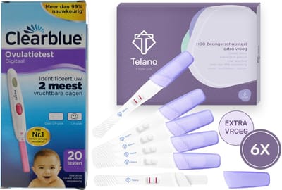 Clearblue Ovulatietest Digitaal 20 testen - Zwangerschapstest 6 stuks Midstream Extra Vroeg Premium - Telano