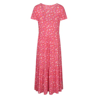 Mountain Warehouse Dames Sardinië Bloemen Gelaagd Jurk (Heldere Roze)