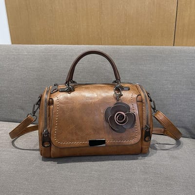 Retro, Veelzijdige Handtas voor Dames, Modieuze Boston Kussentas, Schoudertas Crossbody koffie