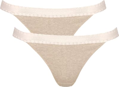Sloggi Women GO Ribbed R Tanga (2-pack) - dames slip - beige melange