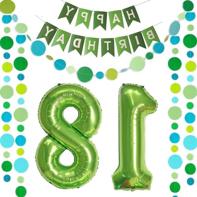 Groene 18 Jaar Ballonnen met Happy Birthday Garland en Folie Banner voor Verjaardagsdecoratie voor Jongens en Meisjes, Feestversiering en Ballonnen voor 18e Verjaardag