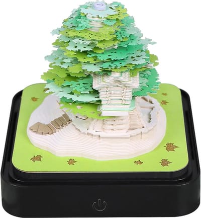 3D Notities Kalender, Bureau Kalender met Boomhuis Papercutting, 2026 Weekkalender voor Kerst en Woninginrichting, Duurzaam Papier en Uniek Ontwerp
