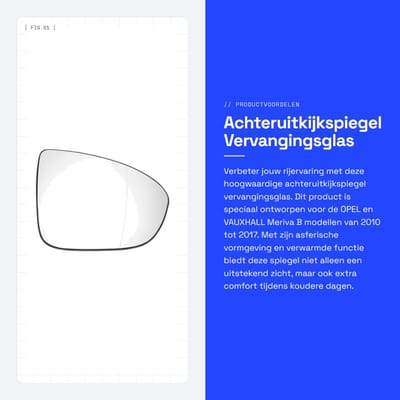 Dailygoods - Achteruitkijkspiegel - Vervangingsglas - Asferisch - Wit - Verwarmd - Geschikt voor Meriva B 2010-2017
