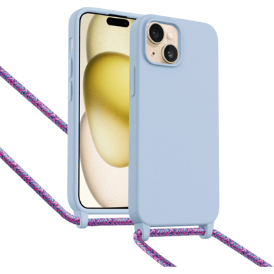 ShieldCase Hoesje met telefoonkoord (paars) geschikt voor iPhone 15 - Telefoonhoesje met koord - Beschermende case - Slanke cover