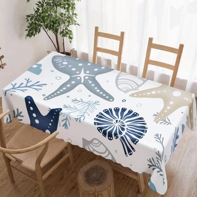 Nautisch Zeeleven Rechthoekig Tafelkleed voor Tafeldecoratie Keuken Eetkamer Waterdicht Herbruikbaar Tafelkleed voor Tafel Binnen Buiten 90x140cm