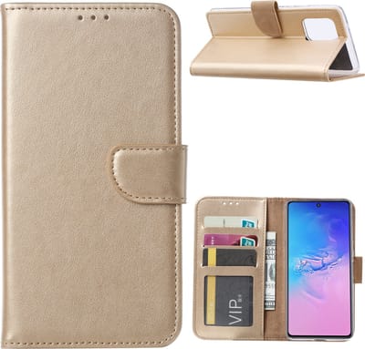 Hoesje Geschikt Voor Samsung Galaxy S10 Lite (2020) Hoesje met Pasjeshouder - Goud