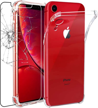ebestStar - Hoes geschikt voor iPhone XR Apple, Silicone Slim Cover Case, Versterkte Hoeken en Randen hoesje, Transparant + Gehard Glas