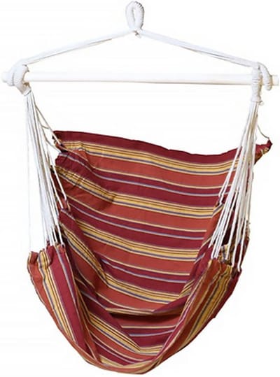Hangmat stoel - Zit hangmat - Ontspannen in tuin - 100% katoen - 130 x 110 cm - Oranje gestreept