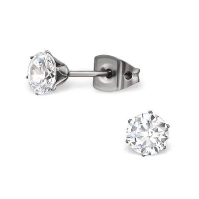 Aramat Jewels | Oorbellen | Zilveren Ronde Oorbellen met Zirkonia | 5mm | |4mm | Titanium | Kinderen, Volwassenen | Verkleurd niet