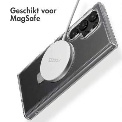 Accezz Hoesje - Geschikt voor Samsung Galaxy S24 Ultra - Ring Stand Backcover met Magnetische Ring - Transparant