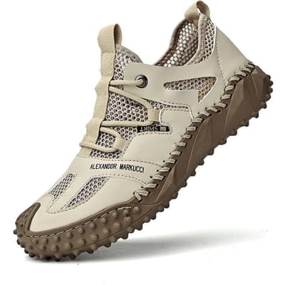 Herenschoenen Mode Echt Leer Loafers Ademend Zomer Lente Vetersluiting Comfortabele Casual Schoenen Buiten Heren Sneakers Schoenen 46 beige