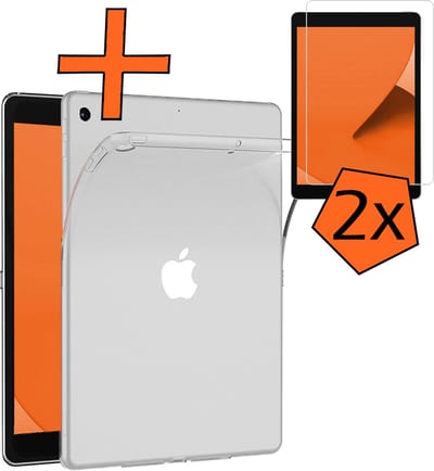 Hoesje - Geschikt voor Apple iPad 7 (2019) - 10.2 inch - 7e Generatie - Met 2x Screenprotector - Siliconen Backcover - Shockproof Case - Shockbestendige Back Cover - Tablet Hoes - Transparant