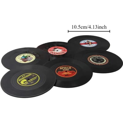 Set van 6 Kleurrijke Retro Vinyl Plaat Schijf Onderzetters Voor Dranken Vinyl Plaat Onderzetter Set Koffietafel Decoratie