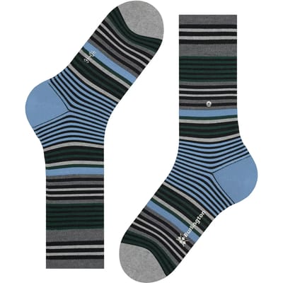 Burlington Stripe gedessineerd wol sokken heren zwart - maat 40-46