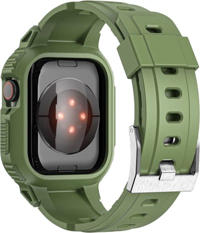 Siliconen bandje - geschikt voor Apple Watch series 1/2/3/4/5/6/7/8/9/10/11/ SE (1,2,3) / Ultra (1,2,3) met maat 44 mm / 45 mm / 46 mm / 49 mm - groen