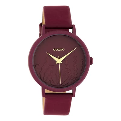 OOZOO Timepieces - Biking rode horloge met biking rode leren band - C10609