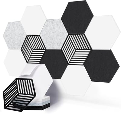 Allecto Plus - Hexagon Akoestische Platen - Geluidsisolatie Wanddecoratie voor Geluidsstudio - 12 Stuks