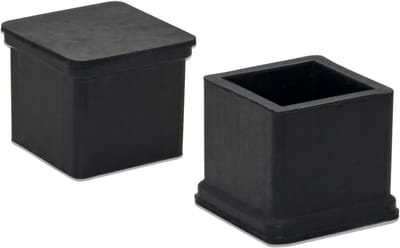 4x Vierkante Stoelpoot Doppen Rubber - Zwarte Vloerbeschermers voor Meubels 20x20mm