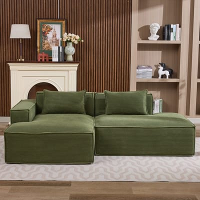 HAUSS SPOLE Bank - Compacte Zitbank - Modern En Comfortabel Met Twee Kussens - Voor Woonkamer, Appartement En Kantoor - Polyester Groen