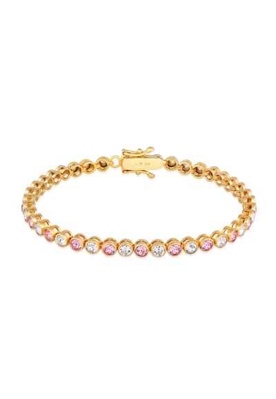 Elli PREMIUM - Armband - Dames Tennis Fonkelend Trend met kristallen roze in 925 sterling zilver - Dames