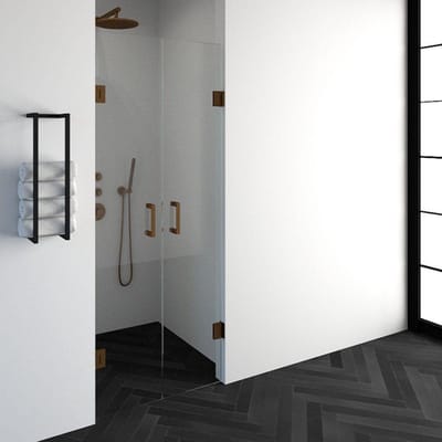 Brauer Void - Pendeldeuren - Helder Glas - 80 x 200 cm - incl. Glascoating - PVD Koper Geborsteld