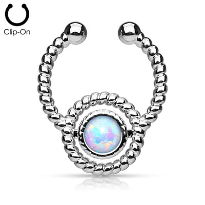Fake piercing roped opal - LMPiercings
