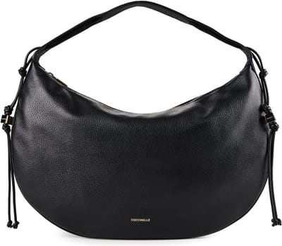 COCCINELLE Leren schoudertas Thess Shoulder Bag Grained Leather Noir zwart