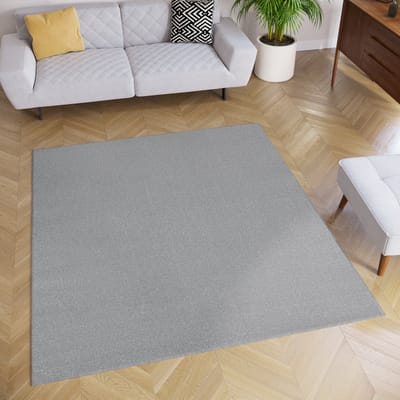 Tapiso Mono Square Vloerkleed Laagpolig Grijs Vierkant Tapijt Maat- 120x120