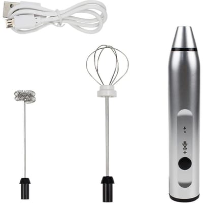 Mélangeur à café électrique à chargement USB Shaker à lait Fabricant Mousseur Mousseur Fouet à œufs rechargeable Manuel 3 vitesses Ajustement personnalisable Blen Utilisation pratique argenté