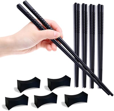 Dailygoods- Eetstokjes Set - 5 Paar Herbruikbare Eetstokjes - Antislip Design - Vaatwasserbestendig - Lichtgewicht - Perfect voor Aziatische Keuken - Chopsticks