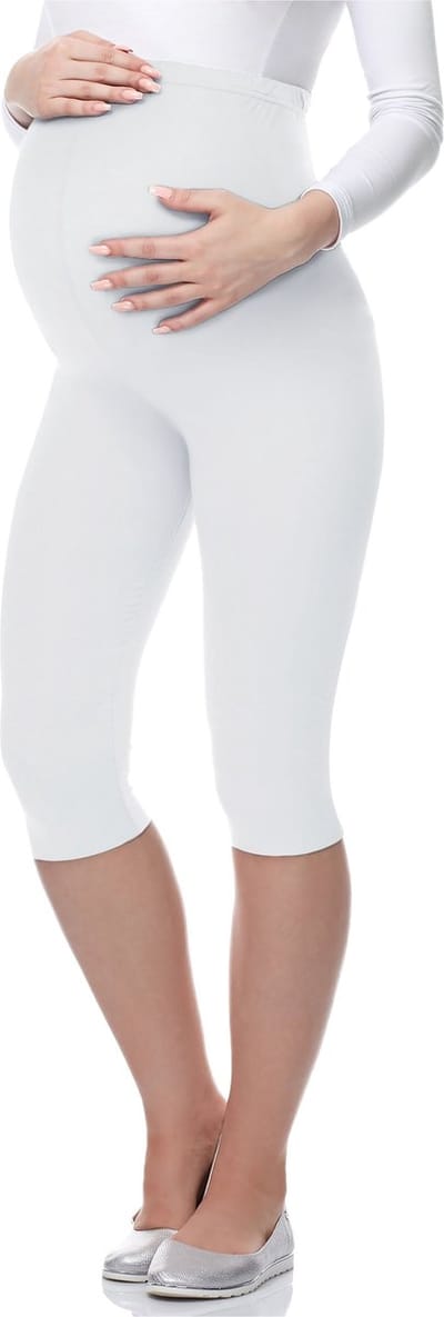Be Mammy Dames Leggings - Zwangerschapskleding - Capri - Viscose - BE-Leggings-03 - Wit - S