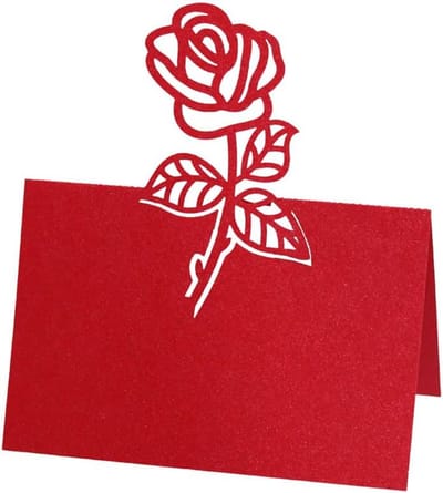 50 Stuks Tafelkaarten Naamkaartjes Stoelkaarten Roosvormig voor Bruiloft en Feestdecoratie