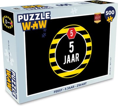 Puzzel Feest - 5 jaar - Zwart - Legpuzzel - Puzzel 500 stukjes