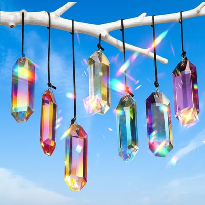 Dailygoods- Zonnevanger 7-delige Set - Kristallen Prisma's - Regenboogmaker - Raamdecoratie - Hoogwaardig K9-glas - Elegante Hangers - Lichtvanger