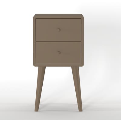 Nachtkastje Borba - Mangohout / MDF - Bruin - 30x57x30 cm (BxHxD) - 2 Lades