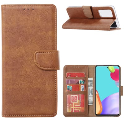 Hoesje Geschikt Voor Samsung Galaxy A52 hoesje Bruin - Hoesje Geschikt Voor Samsung Galaxy A52 5G bookcase met Pasjeshouder