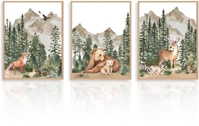 NTHProducts - Kids Room Wanddecoratie - Dieren Posters - Set van 3 - 30x40cm - Watercolor Dierenprints - Geschikt voor Kinderkamer - Mixed kleuren