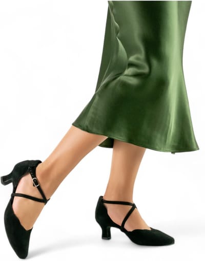 Anna Kern 572 - 50 Denise Dames Dansschoenen - Klassieke look - Gesloten Neus - Zwart Suède - 5 cm Flare Hak - ANNA KERN - Zwart - 43 1/3
