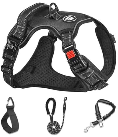 Hondenharnas Geen Trek - Huisdier Vest Harnas - Outdoor Training Wandelen - Gewatteerde Borstpanelen - XL - Zwart