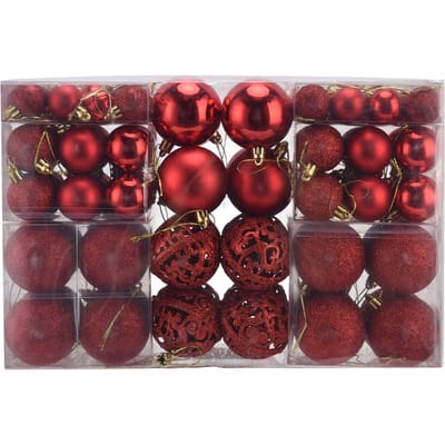 100 stuks Kerstbal Ornamenten Onbreekbare Hangende Ballen voor Kerstboom Feest rood