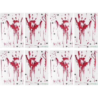 4 Set Enge Bloedhandafdrukken Zelfklevende Halloween Stickers Muurstickers Spookhuis Feest Raam white