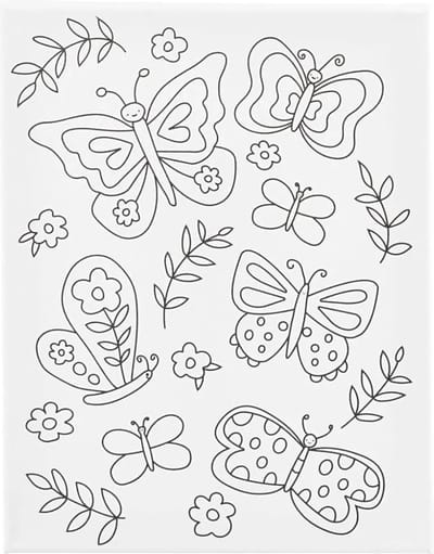 Creativ Company Painting canvas with print butterflies - 24x30cm