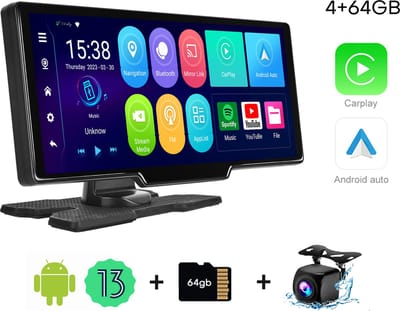 Boscer Smart HD Navigatiesysteem PRO - 10.26 Inch Touchscreen - Android 13 4+64GB - Apple Carplay & Android Auto (Draadloos) - Google PlayStore - FM Transmitter - Touchscreen - Bluetooth, SD, USB, Aux, GPS & WiFi - Autoradio - AHD Achteruitrijcamera