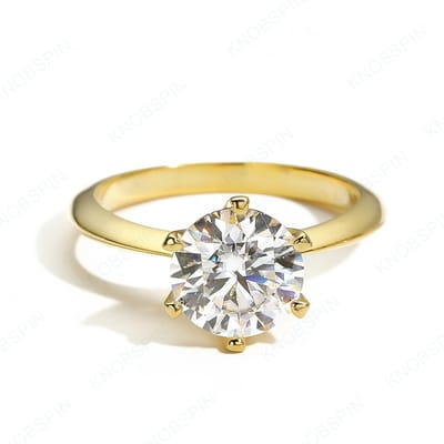 Bagues Moissanite pour Femmes 6 Griffes Classique Tendance Solitaire Fiançailles Alliance Certifié GRA Bague Argent 925 5&6.5mm 1ct beige
