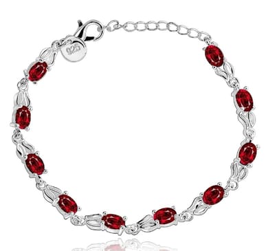N3 Collecties Dames 925 sterling zilveren dieprode topaas edelsteen armband