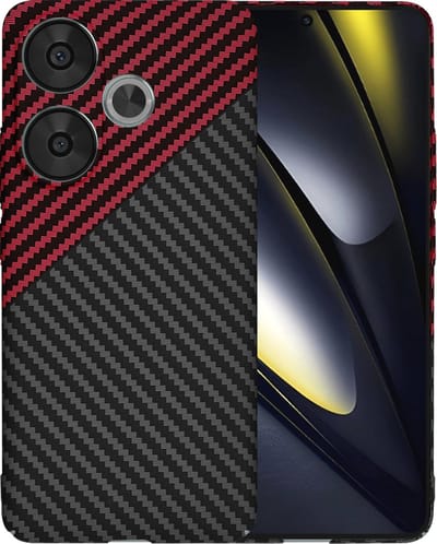 Hoesje geschikt voor Xiaomi Poco F6 - Techsuit Carbonite FiberShell Carbon Back Cover - Rood/Zwart