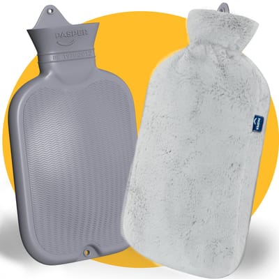 Pasper XXL kruik met hoes 3.5 liter - naadloos ontwerp - warmwaterkruik - 8 uur warmte - grijs - kruikzak