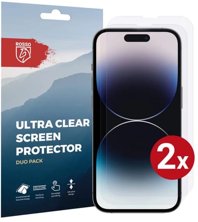 Rosso Screen Protector Ultra Clear Duo Pack Geschikt voor Apple iPhone 14 Pro | TPU Folie | Case Friendly | 2 Stuks