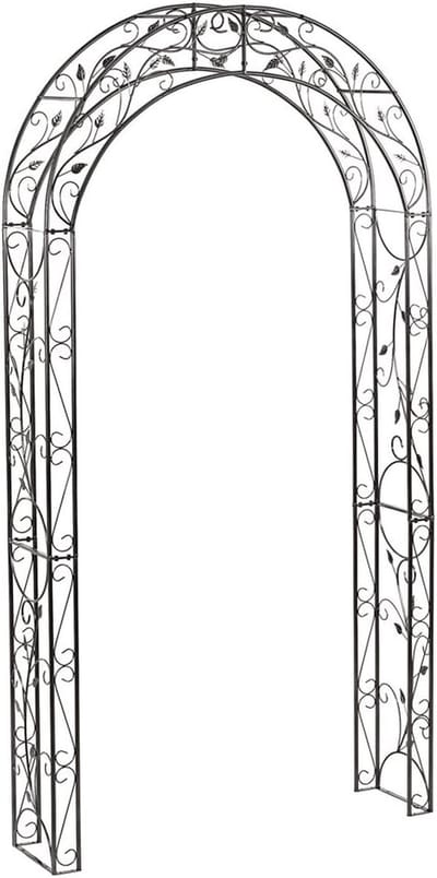 Rozenboog Metaal - Tuinboog Entree - Romantische Tuin - Elegant Nostalgisch Design - 236 x 118 cm - Grijs Zwart